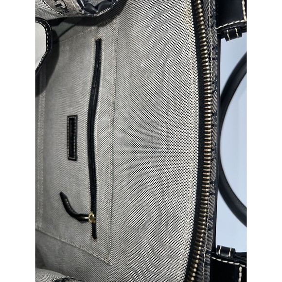 Dooney and Bourke H035C B1 Buckle Satchel Black Trim Grey Purse Canvas Bag EUC - Picture 11 of 14